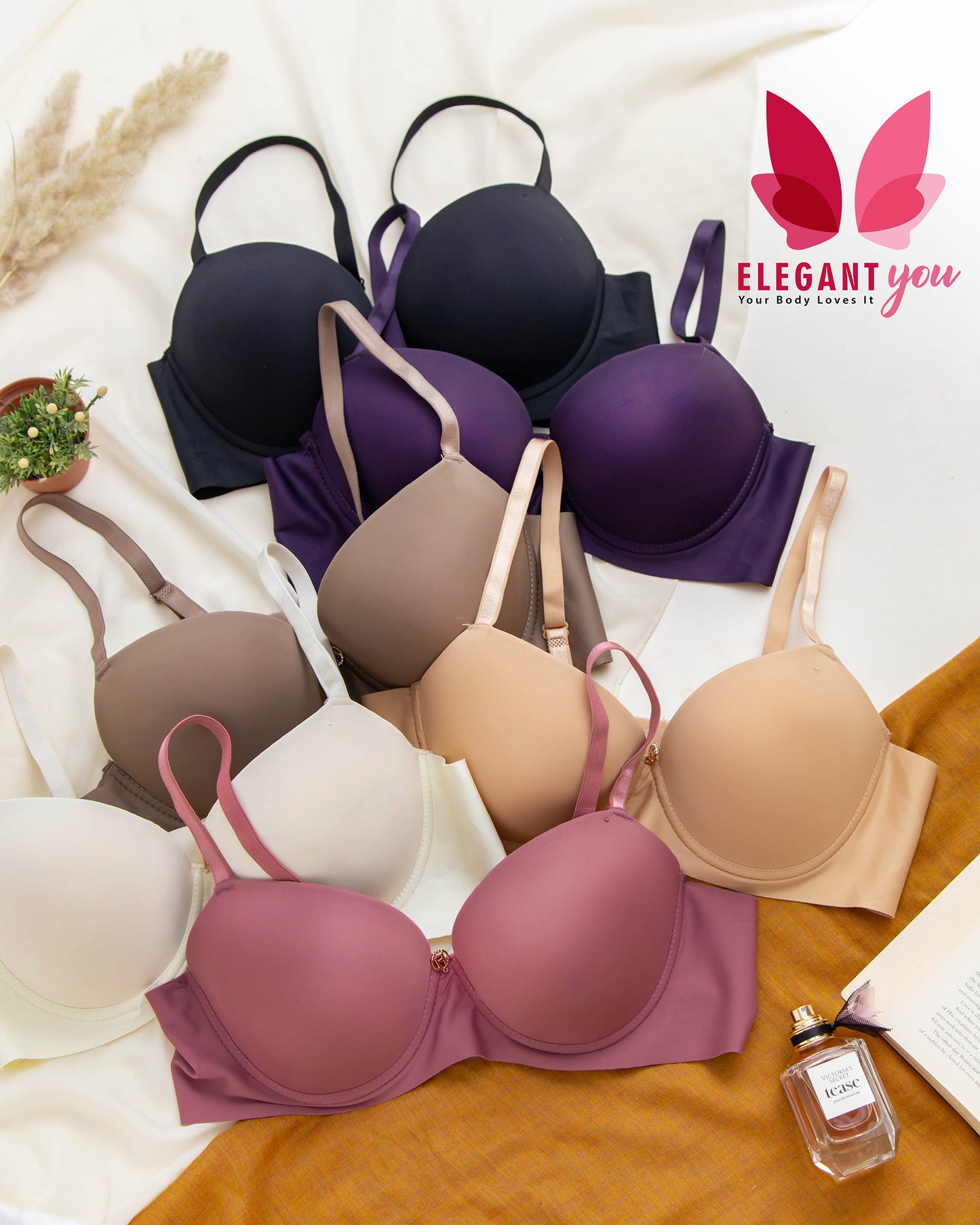 Seamless Thin Pad Pushup Solid Color Bra