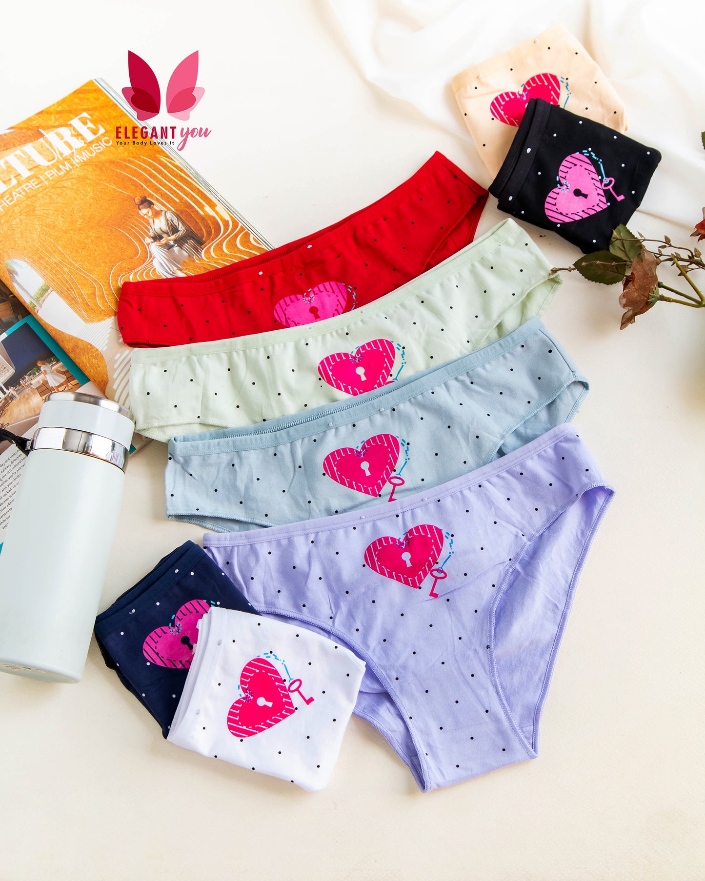 Heart Design Cotton Thong Panty