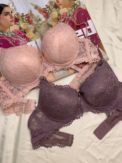 Elegant Double Padded Push-up Lace Bridal Bra