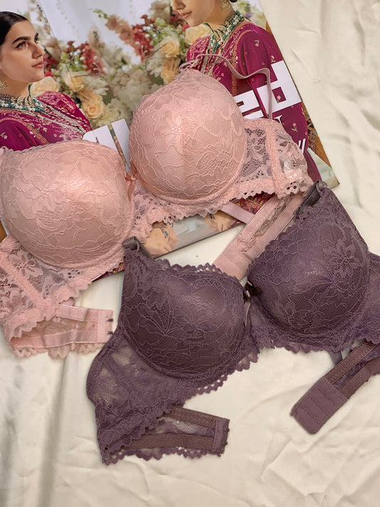 Elegant Double Padded Push-up Lace Bridal Bra