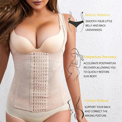 Breathable vest Style Waist and Tummy shaper with Multiple Hooks 812