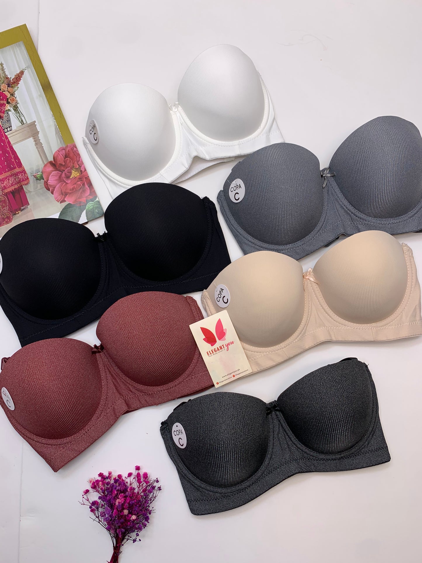C Cup Size Half Cup Shape Padded Push up Wired Plain Bra