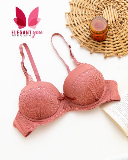 Lacy Cups Padded Pushup Wire Bra