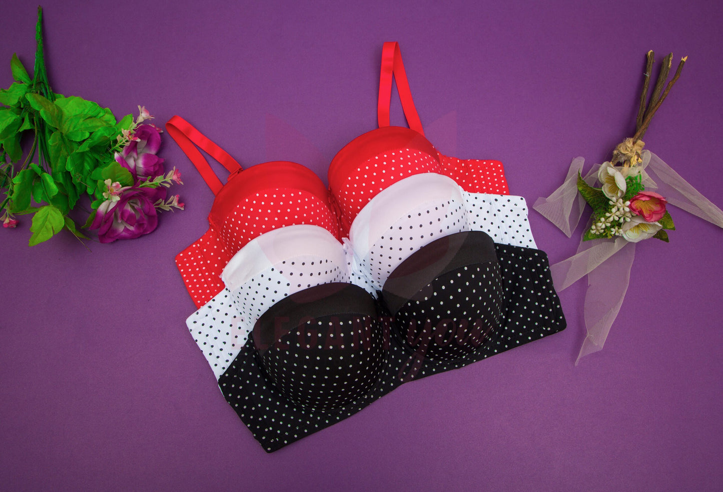 Half Cup Polka Dots Bra (087)