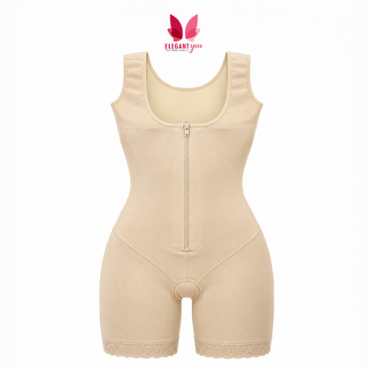 Full Body Seamless High Waist With Front zip Body-Shapping Buttocks Lifting Slim Fit Anti Glare Leggings F4023(C-3)