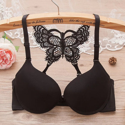 Elegant Butterfly Back Lace Front Open Bra