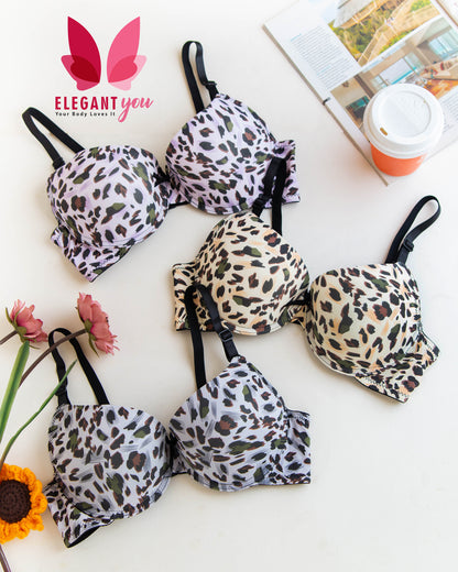 Animal Print Padded Push-up Wired Bra