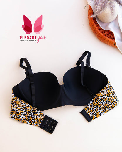 Seamless Animal Print Padded Push-up Non Wire Half Cup Bra