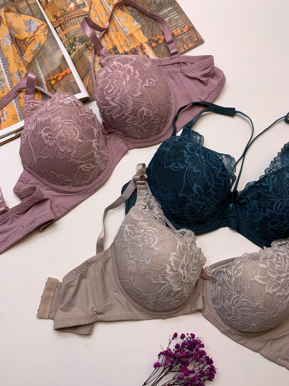 Elegant Criss Cross Design Padded Pushup Wired Bra