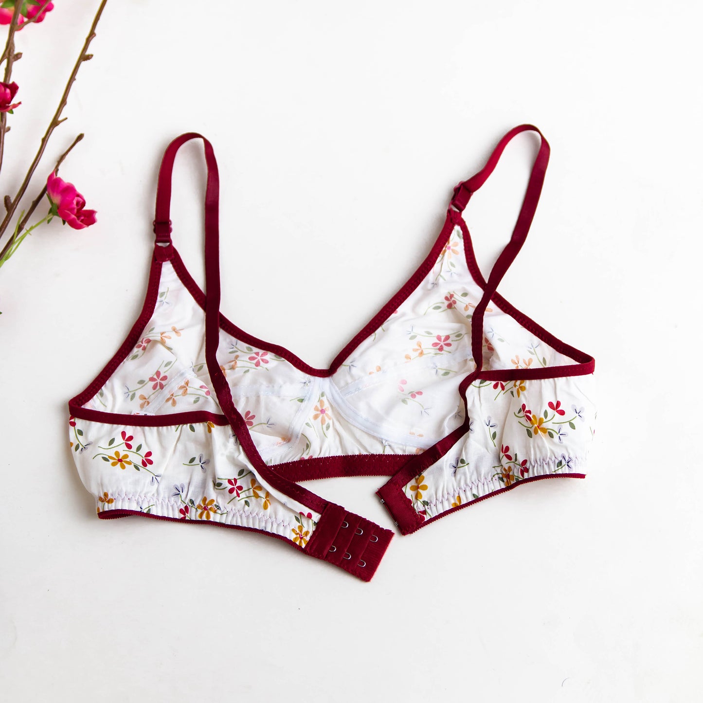 Flower Printed Cotton Bra