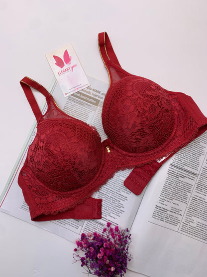 Elegant Single Padded Push-up Lace Bridal Bra