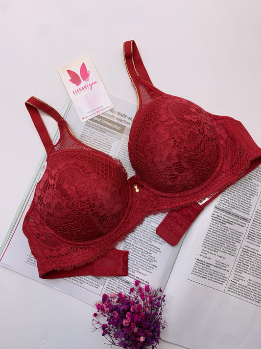 Elegant Single Padded Push-up Lace Bridal Bra