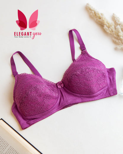 Elegant Flower Pattern Light Padded Non Wired Bra