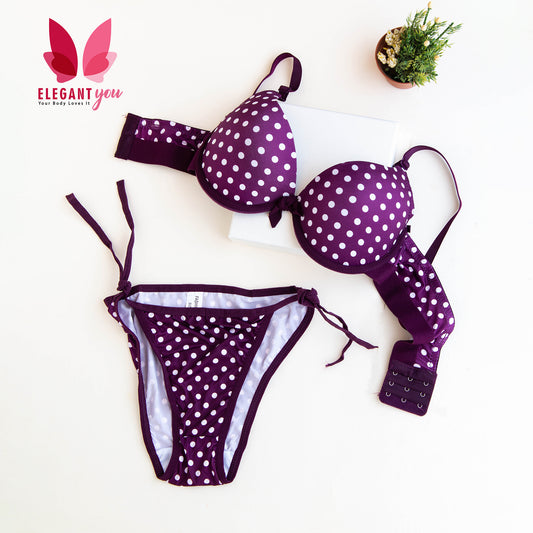 Polka Dots Padded Push-up Wired Bra and Matching Bikini