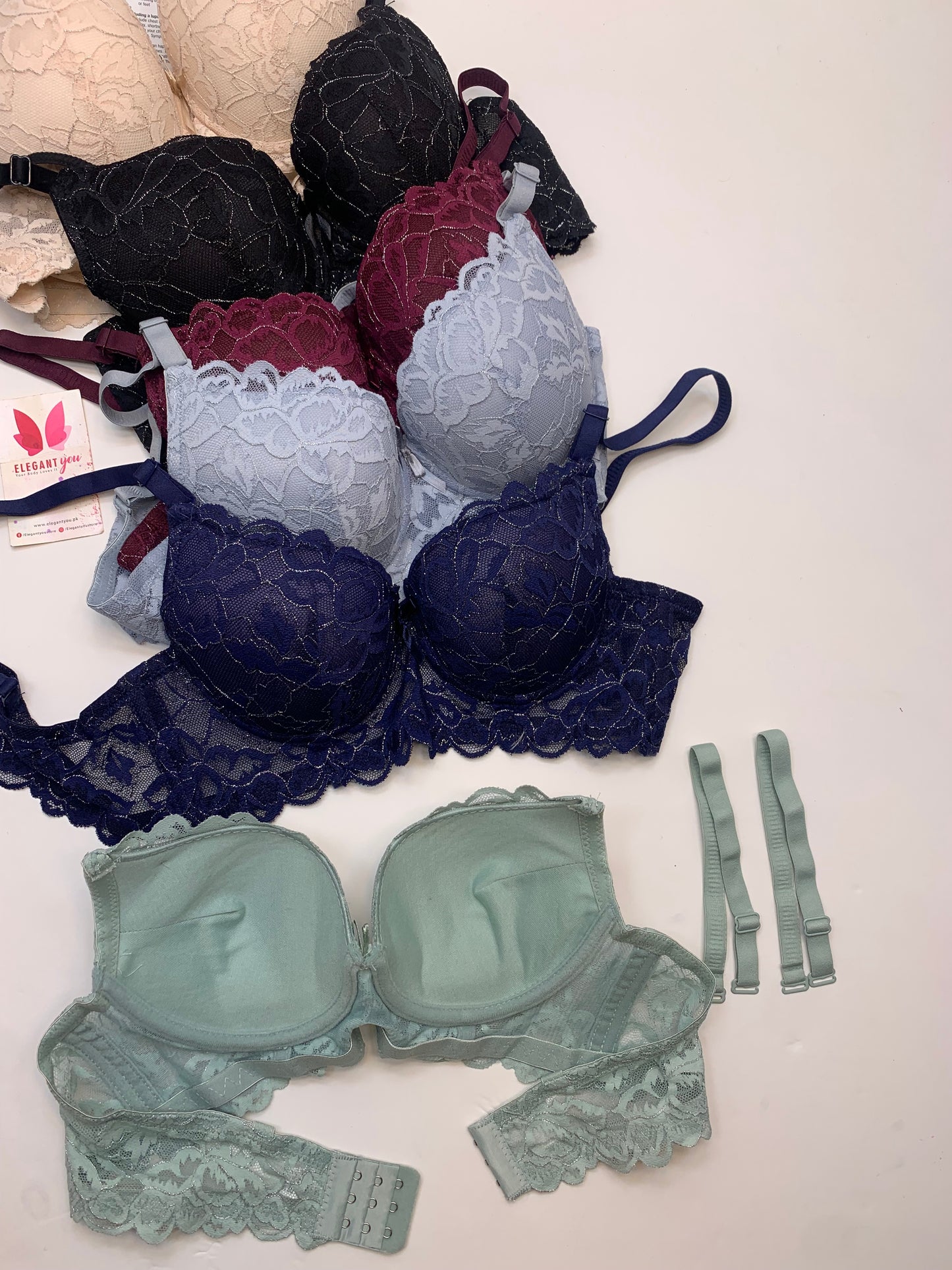 Elegant Padded Push-up Lace Bridal Bra (162)