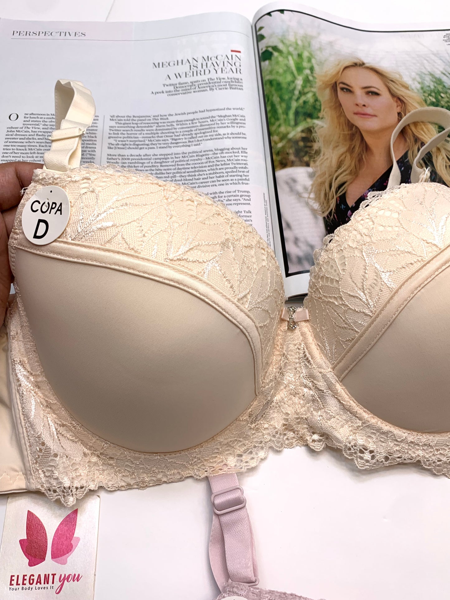D Cup Size Light Padded Under Wire Half cup lace bra