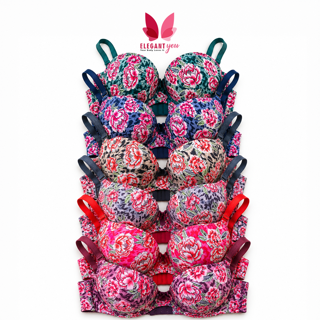 (36-42)b Flower Printed Lacy Plunge Bra(132)