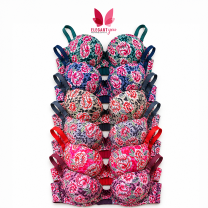 (36-42)b Flower Printed Lacy Plunge Bra(132)