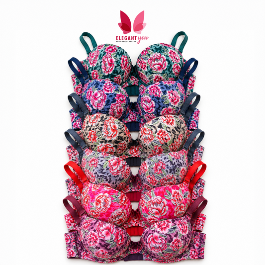 (36-42)b Flower Printed Lacy Plunge Bra(132)