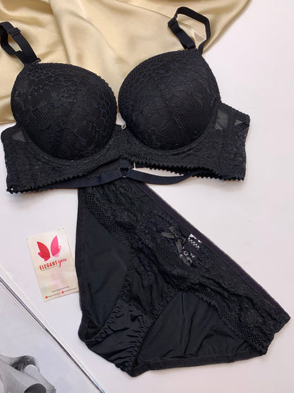 Bridal Lace Pattern Padded Pushup Wire Bra & Matching Underwear