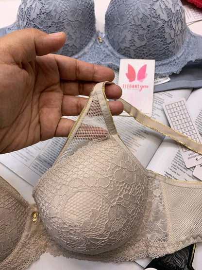 Elegant Single Padded Push-up Lace Bridal Bra
