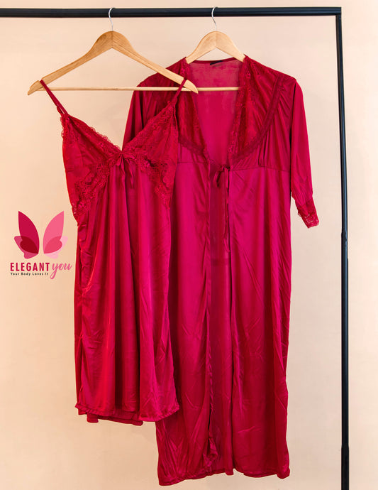 2 Piece Gorgeous Long Silk Nighty JE811(C15-R2)