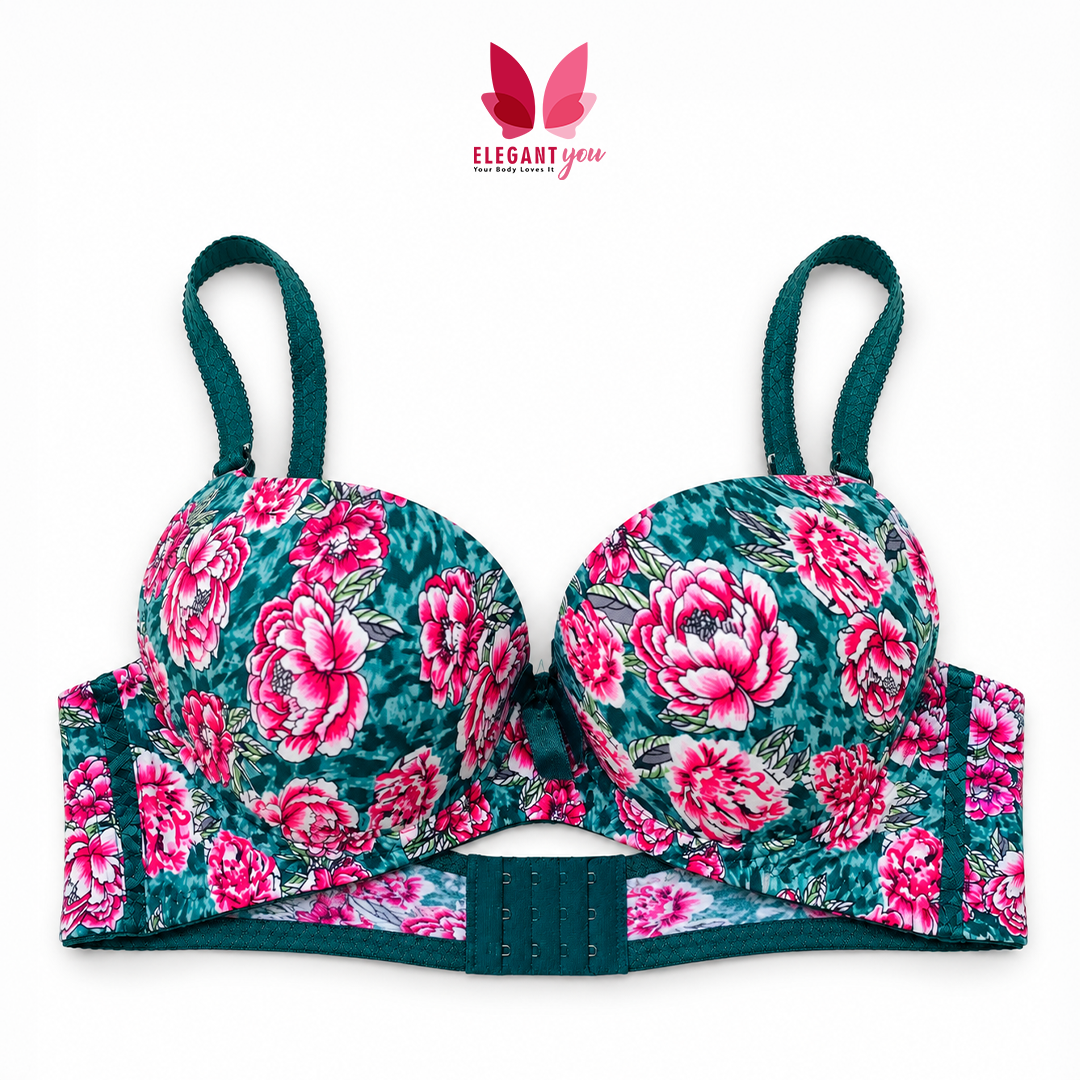 (36-42)b Flower Printed Lacy Plunge Bra(132)