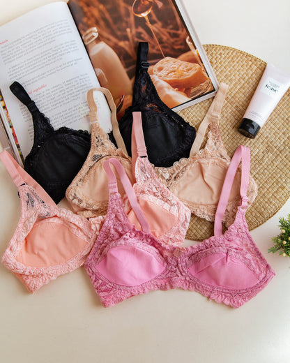 Elegant Thin Pad Non Wire Lace Bra (095)