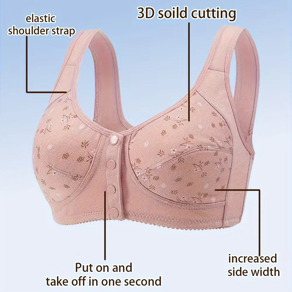 Wide Strap Front Button Bra (086)