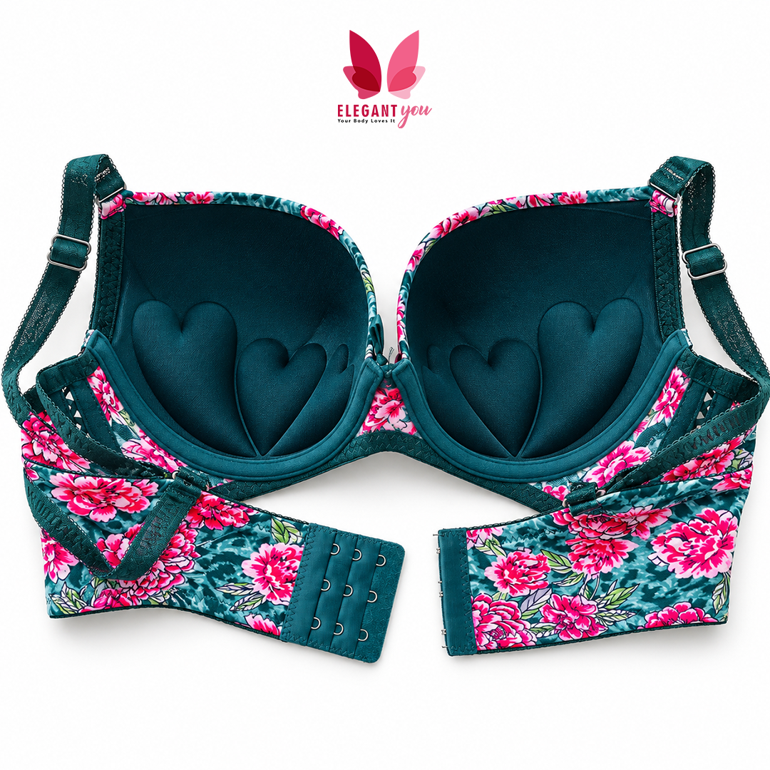 (36-42)b Flower Printed Lacy Plunge Bra(132)