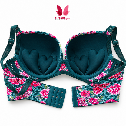 (36-42)b Flower Printed Lacy Plunge Bra(132)
