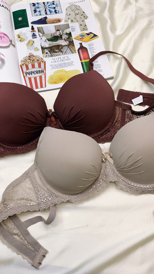 Elegant Lace Straps Padded Pushup Wire Bra