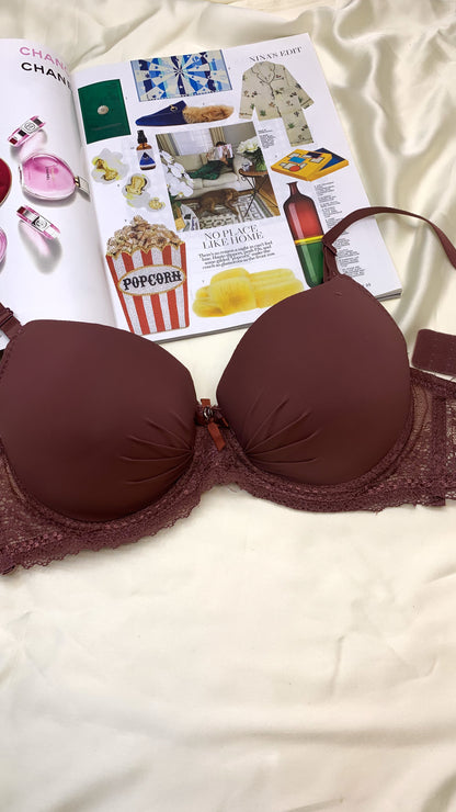 Elegant Lace Straps Padded Pushup Wire Bra