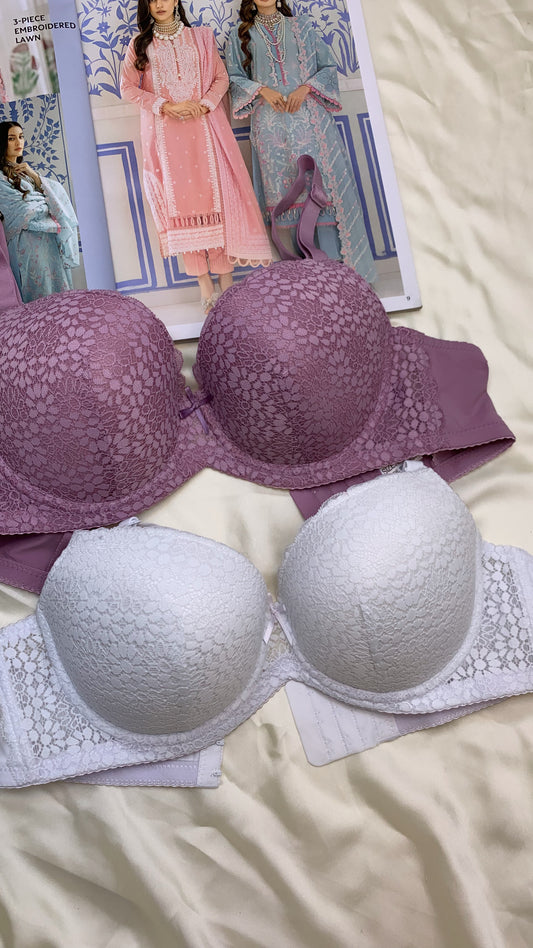 C Cup Size Light Pad Under Wire Flower Pattern Bra