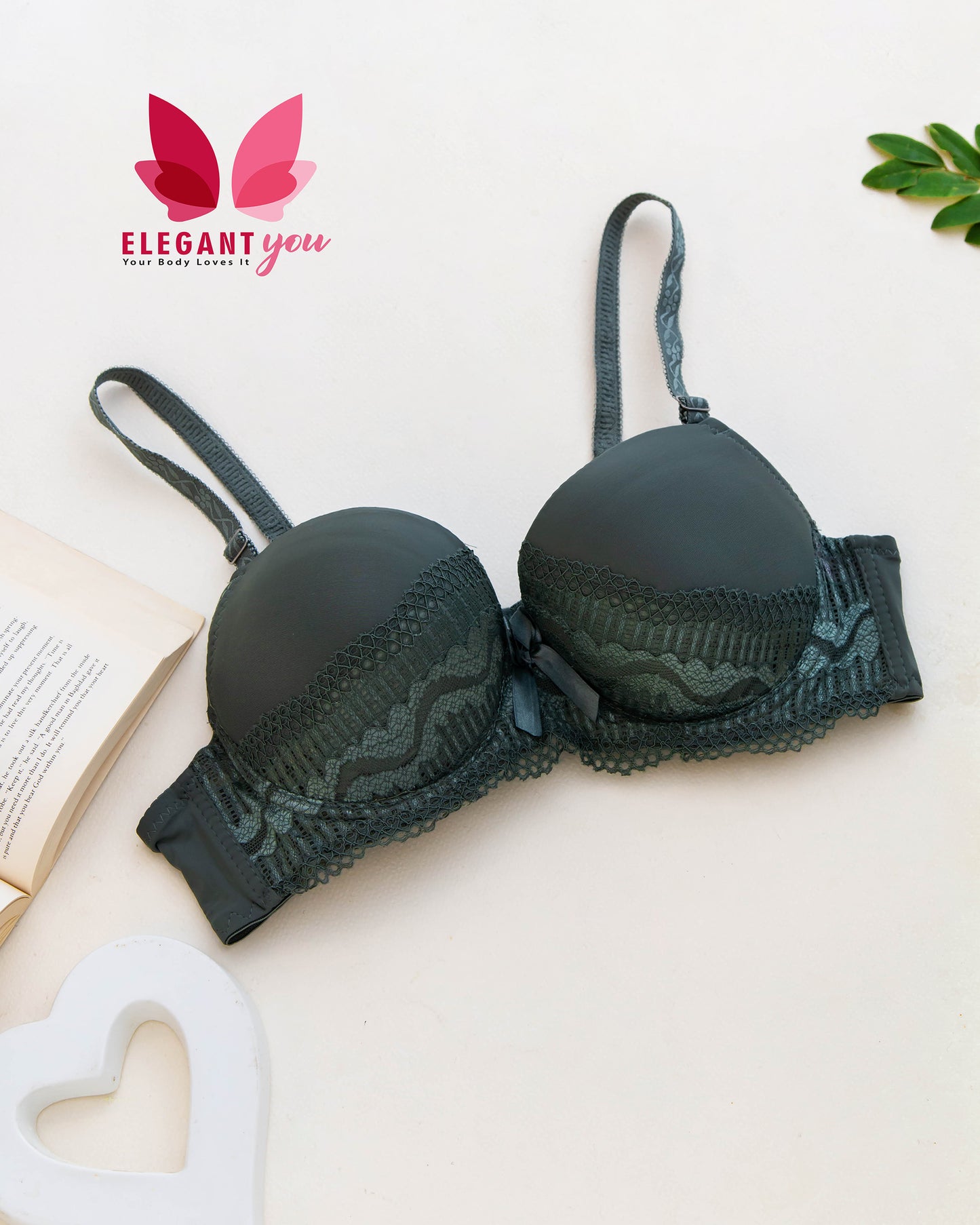 Double Padded Push-up  Under Wire Half Cup Lace Bra