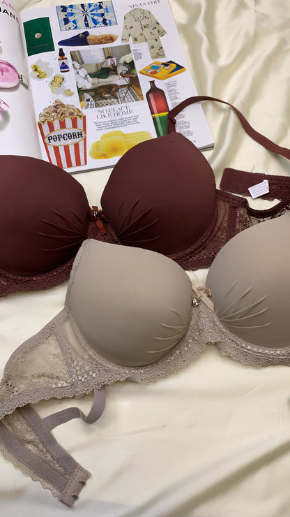Elegant Lace Straps Padded Pushup Wire Bra