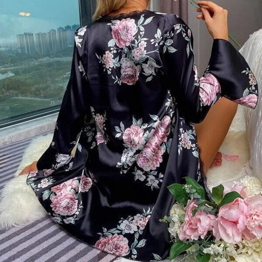 3 Piece Gorgeous Flower Printed Nighty