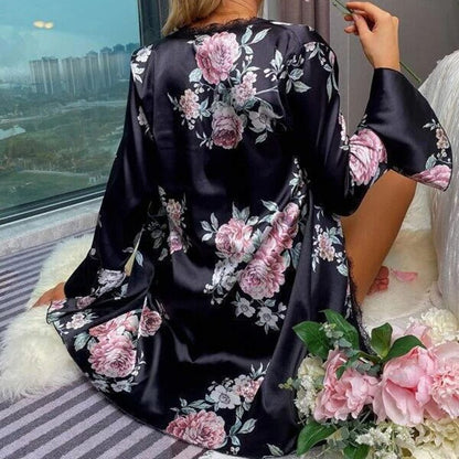 3 Piece Gorgeous Flower Printed Nighty