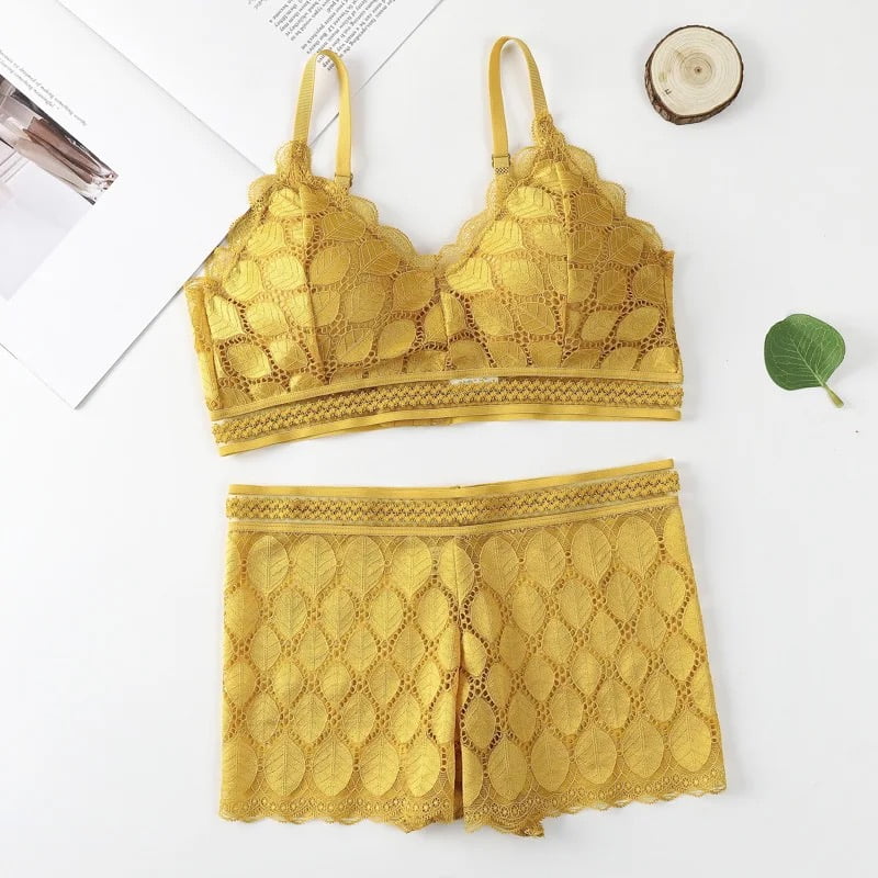 Modish Leaf Design Bra & Boxer Pair