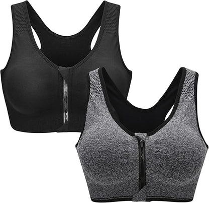 Front Zipper Sports Bra For Gym and Yoga