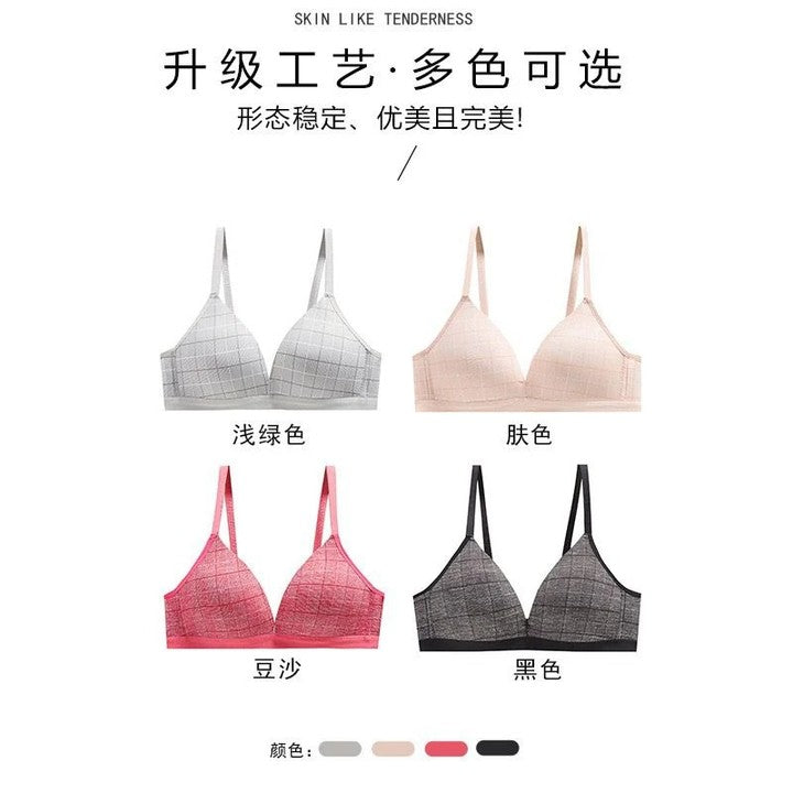 Check Design Daily-Wear Thin Pad T Shirt Bra