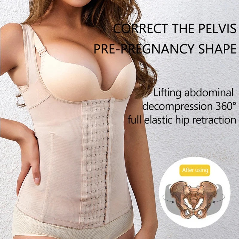 Breathable vest Style Waist and Tummy shaper with Multiple Hooks 812