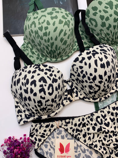 D Cup Size V Buckle Padded Push-up Wire Bra & Underwear Combo