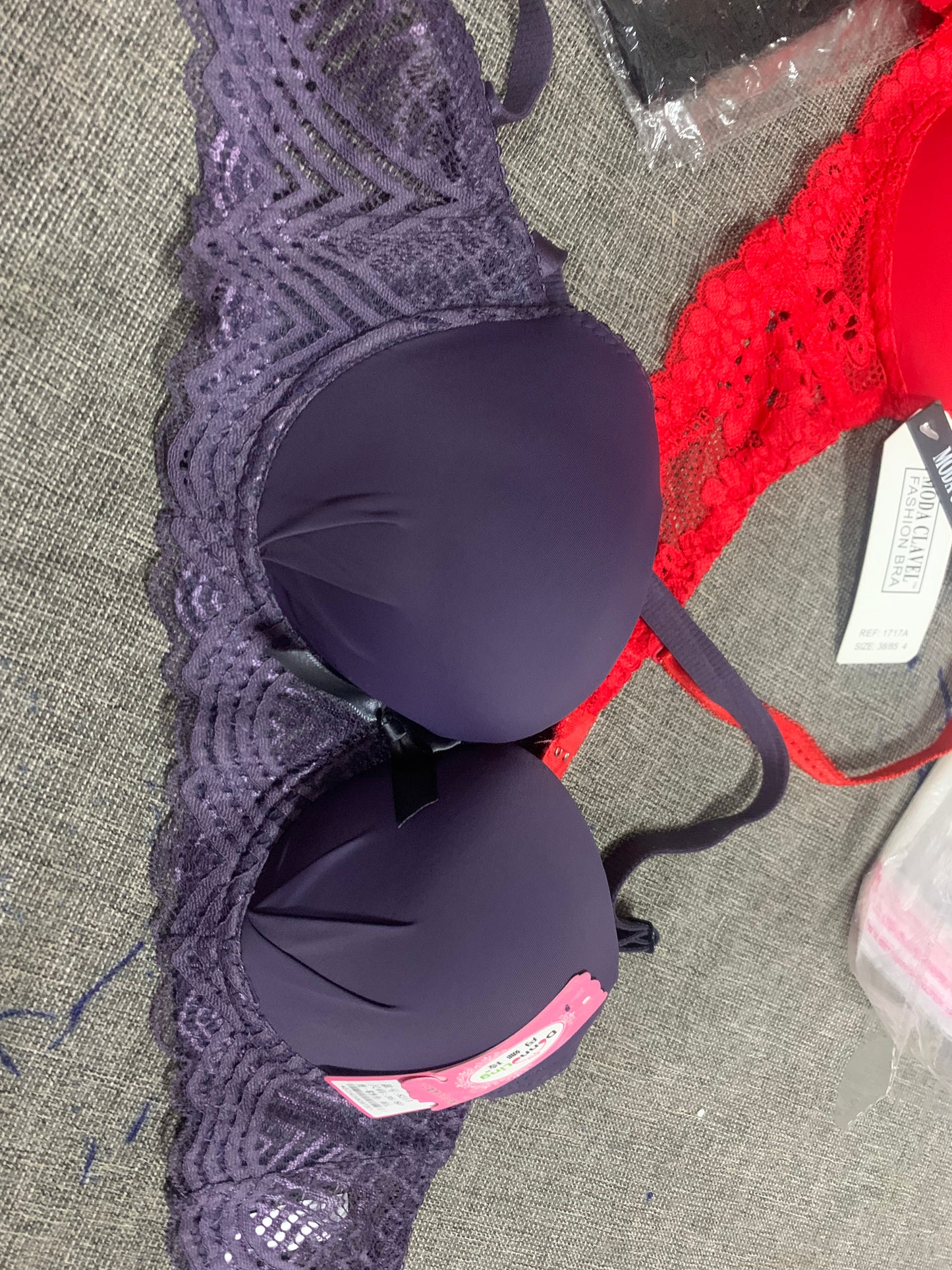 Padded Pushup Underwire Bra With Lace Straps