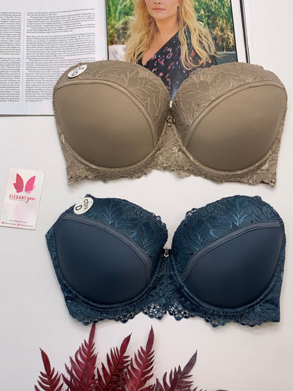 D Cup Size Light Padded Under Wire Half cup lace bra