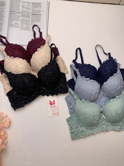 Elegant Padded Push-up Lace Bridal Bra (162)