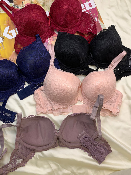 (34-38)b Elegant Double Padded Push-up Lace Bridal Bra (174)