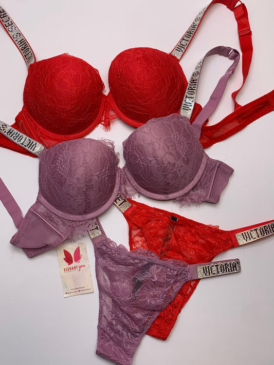 (32-38)B Premium Victoria secret Bridal Padded Pushup Wired Bra set (154)*