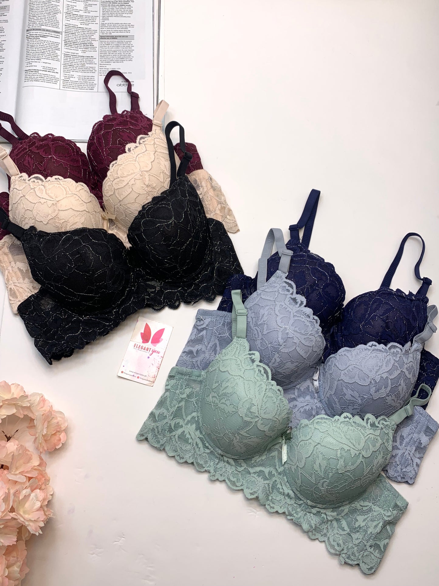 Elegant Padded Push-up Lace Bridal Bra (162)