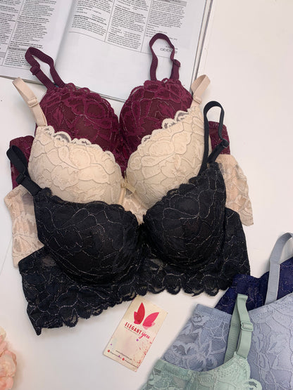 Elegant Padded Push-up Lace Bridal Bra (162)